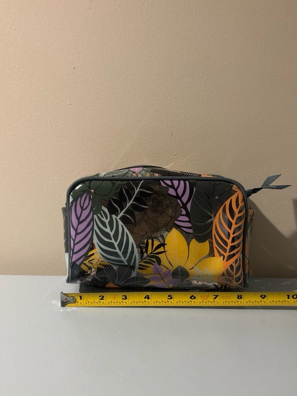 Vera Bradley Tropical Leaf Print Cosmetic Case in Yellow, Purple, Teal, Black - Picture 5 of 5
